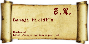 Babaji Miklós névjegykártya